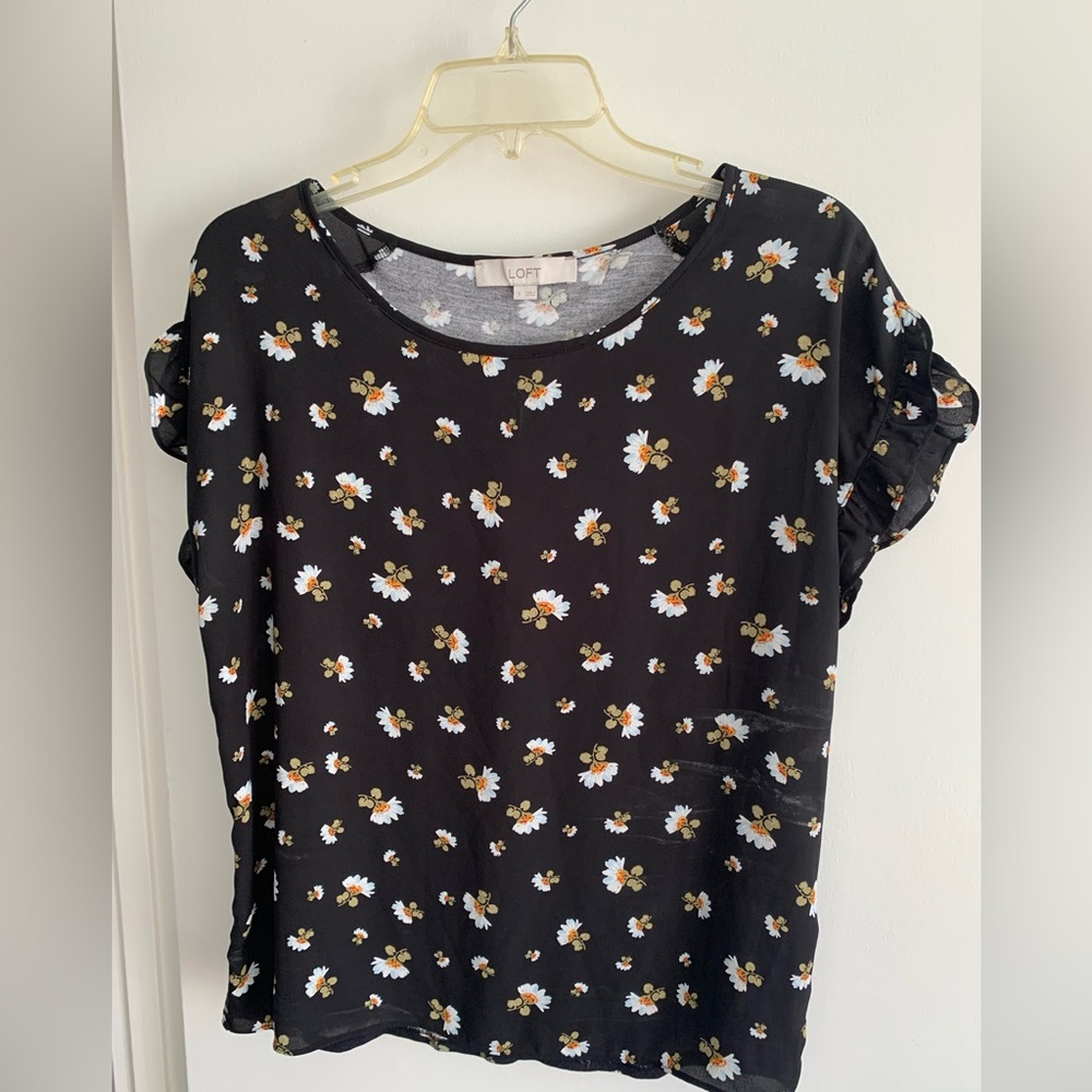 LOFT Black Floral Women's Blouse
